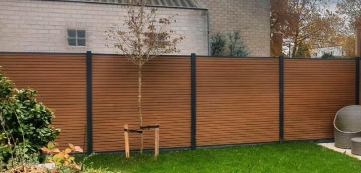 WPC Composiet co-extrusion schutting, Tuin en Terras, Schuttingen, Zo goed als nieuw, Aluminium, 3 tot 6 meter, Ophalen