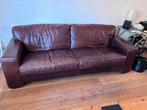 Leer 3 zits bruin bankstel, Ophalen, Gebruikt, 200 tot 250 cm, Leer