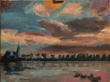Skyline van Kampen aan de IJssel. 40x50cm beschikbaar voor biedingen