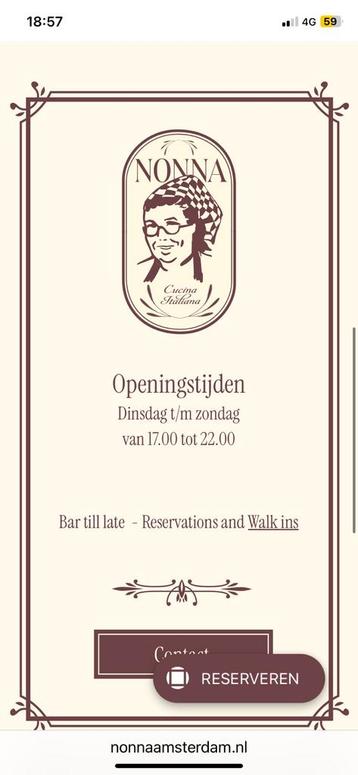 Restaurant Nonna Amsterdam beschikbaar voor biedingen