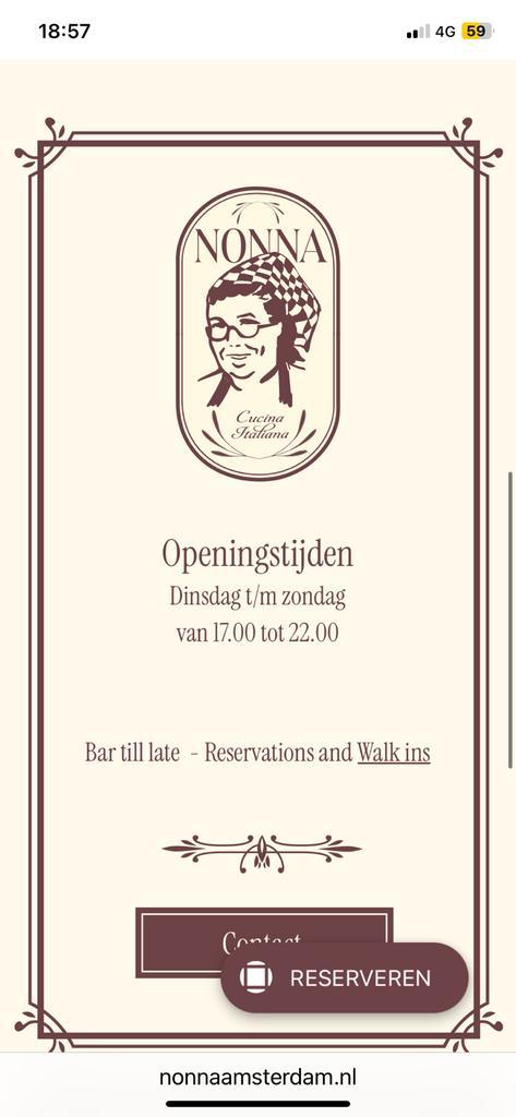 Restaurant Nonna Amsterdam, Tickets en Kaartjes, Kortingen en Cadeaubonnen, Twee personen, Overige typen, Cadeaubon