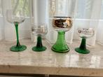 Diverse vintage wijnglazen / moezelglazen met groene voet, Verzamelen, Glas en Borrelglaasjes, Ophalen, Zo goed als nieuw, Overige typen