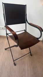 Leren Bureau Stoel met Gietijzeren Frame, Huis en Inrichting, Stoelen, Ophalen, Gebruikt, Bruin, Metaal