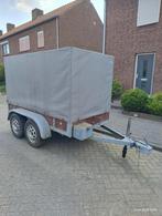 Aanhangwagen dubbelasser ongeremd 750kg met huif, Ophalen, Zo goed als nieuw