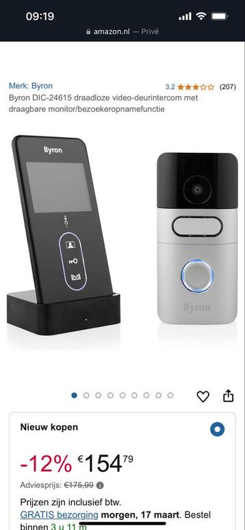 Byron DIC-24615 Draadloze Video-Deurintercom - Nieuw! beschikbaar voor biedingen