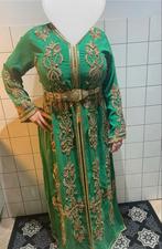 Te koop; Groene Takshita/Marokkaanse Jurk S-XL, Kleding | Dames, Jurken, Ophalen of Verzenden, Zo goed als nieuw, Maat 46/48 (XL) of groter