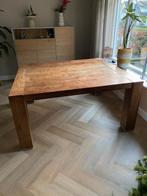 Uitschuifbare teakhouten tafel - 160x140cm, Ophalen, Gebruikt, 100 tot 150 cm, Teakhout