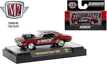 1969 Chevrolet Camaro COPO van M2 1/64 R80 Flowmaster, Hobby en Vrije tijd, Modelauto's | Overige schalen, Nieuw, Auto, Ophalen of Verzenden