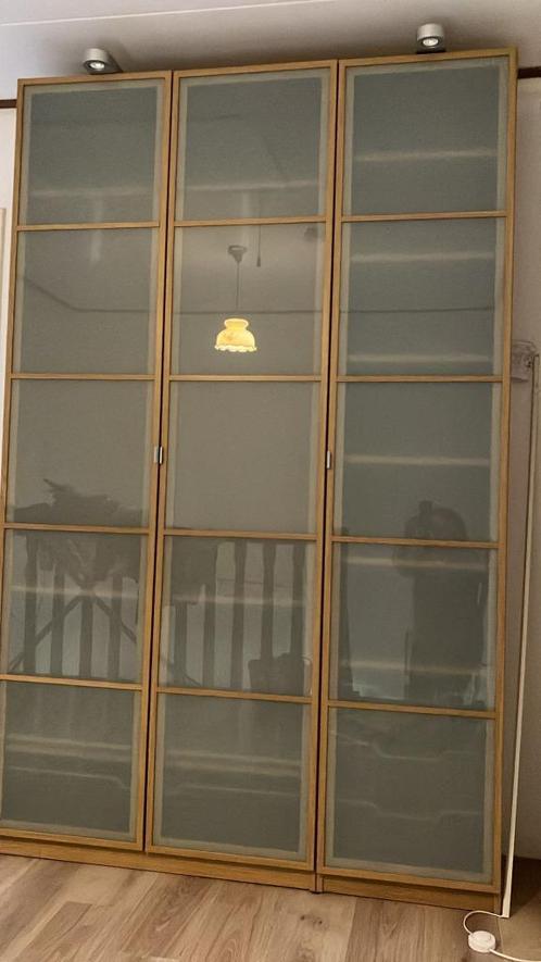 Ikea Pax kasten licht eiken garderobekasten met frosted glas, Huis en Inrichting, Kasten | Kledingkasten, Zo goed als nieuw, 200 cm of meer