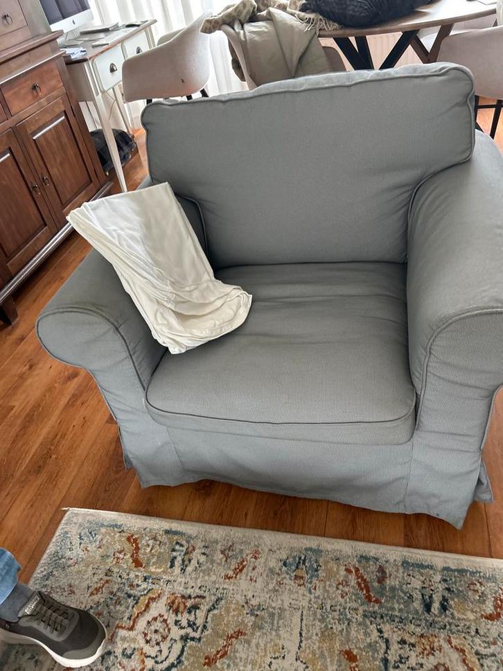 2 IKEA Ektorp Fauteuils + Extra Hoezen, Huis en Inrichting, Fauteuils, Gebruikt, Stof, 75 tot 100 cm, Ophalen of Verzenden