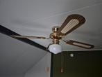 Vintage plafond ventilator met lamp, Ophalen, Gebruikt, Plafondventilator