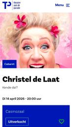 Christel de Laat 2 kaarten 1e rang 14 april 2026, Twee personen, April