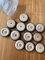 Houten wielen met rubberrand  34 mm doorsnee 12 stuks nieuw, Hobby en Vrije tijd, Knutselen, Ophalen of Verzenden, Nieuw, Materiaal