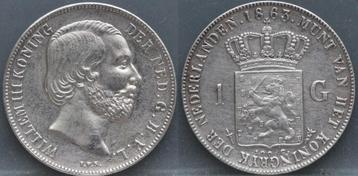 Zilveren 1 gulden 1863 Willem 3 - prachtig! beschikbaar voor biedingen