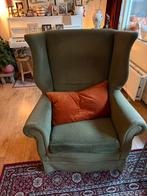 Vintage fauteuil groen ribstof, Ophalen, Gebruikt, 75 tot 100 cm, Stof