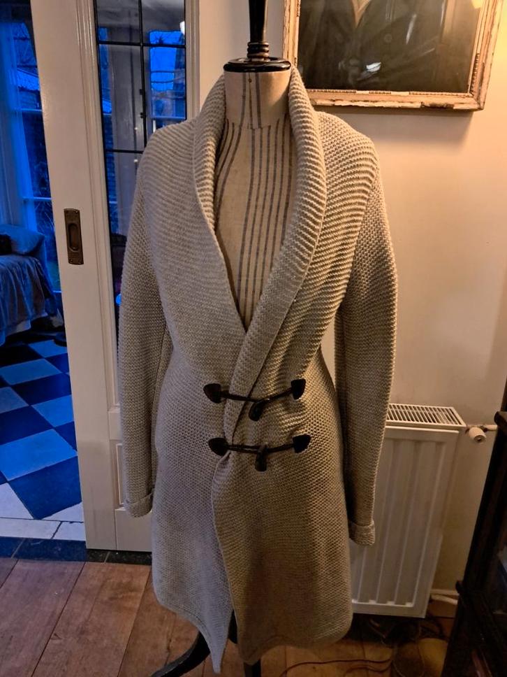 Grijsblauw wollen lang vest Mark M, Kleding | Dames, Truien en Vesten, Zo goed als nieuw, Maat 38/40 (M), Blauw, Verzenden