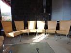6 gele eetkamerstoelen Gerard van den Berg, Huis en Inrichting, Gebruikt, Overige kleuren, Leer, Ophalen of Verzenden