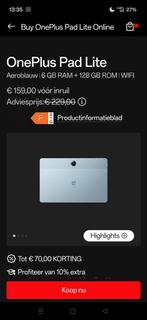 Oneplus Pad Lite - Nieuw in doos!, Computers en Software, Android Tablets, Ophalen of Verzenden, Nieuw, Pad Lite, Oneplus