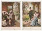 2 ansichten romantiek militair, Verzenden, Voor 1920, Gelopen, Overige thema's