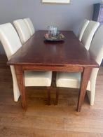 Eettafel met 6 lerenstoelen, Ophalen, Gebruikt