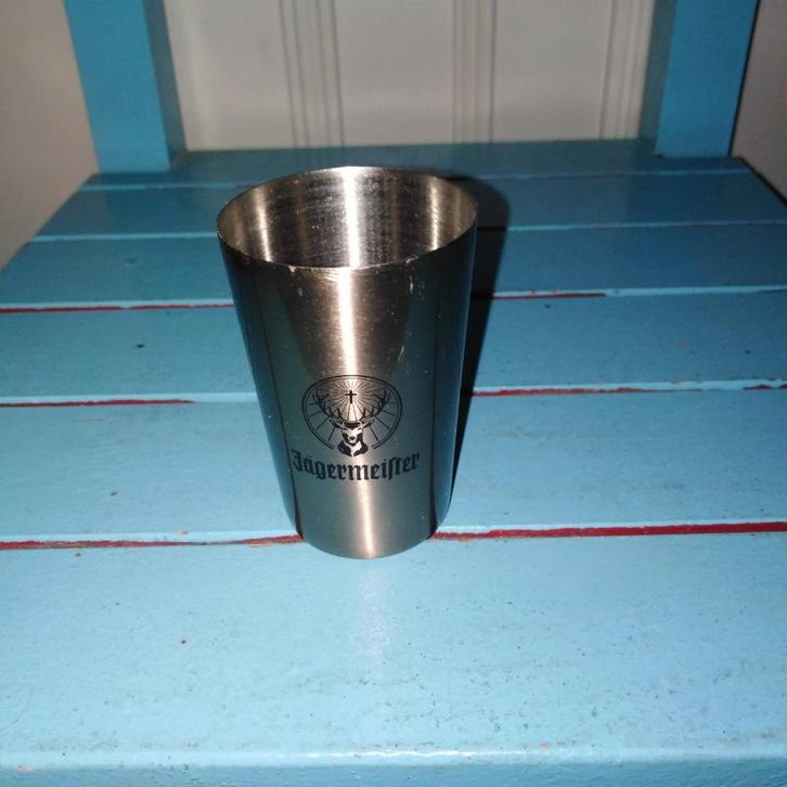 Jagermeister rvs maatbekertje, Verzamelen, Glas en Borrelglaasjes, Zo goed als nieuw, Overige typen, Ophalen