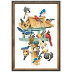Borduurpakket vogels vogelhuis 34 x 52 cm 14CT Aida, Ophalen of Verzenden, Nieuw, Handborduren, Borduurpakket