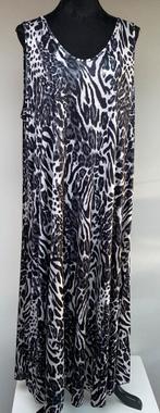 Superleuke lange zwart/witte jurk tijgerprint 52/54, Kleding | Dames, Grote Maten, Ophalen of Verzenden, Zo goed als nieuw, Zwart