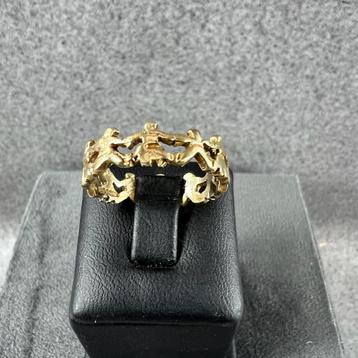 Gouden Ring | 9k | 3,4g | bandring poppetjes |m18,25| 389560 beschikbaar voor biedingen