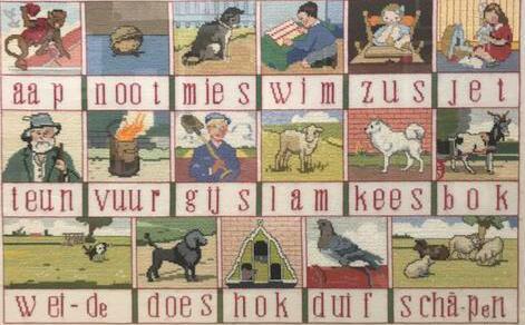 ‘ aap noot Mies‘ borduurwerk keurig ingelijst, Hobby en Vrije tijd, Borduren en Borduurmachines, Ophalen