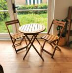 Prachtige acacia houten tuinset / bistro / balkon set., Tuinset, Eettafel, 2 zitplaatsen, Zo goed als nieuw
