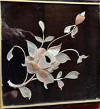 Parelmoer op zwart ebbenhout gelakt achter glas uniek, Antiek en Kunst, Kunst | Schilderijen | Klassiek, Ophalen of Verzenden