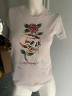 Ed hardy shirt met leuke voor en achterkant maat xs, Beige, Maat 34 (XS) of kleiner, Ed hardy, Ophalen of Verzenden