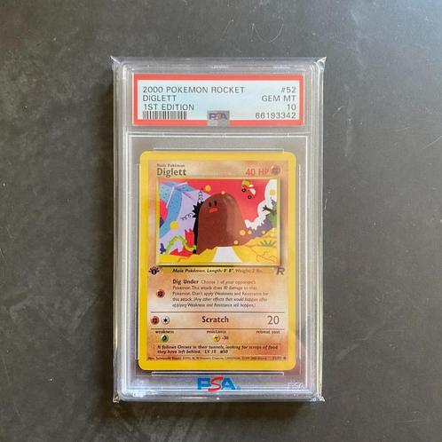 Pokémon Rocket #52 Diglett 1st Edition PSA 10, Hobby en Vrije tijd, Verzamelkaartspellen | Pokémon, Nieuw, Losse kaart, Ophalen of Verzenden