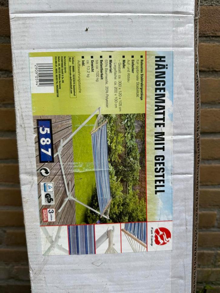 Hangmat met Standaard - Fun Camp, Tuin en Terras, Hangmatten, Nieuw, Eenpersoons, Met standaard, Binnen, Ophalen