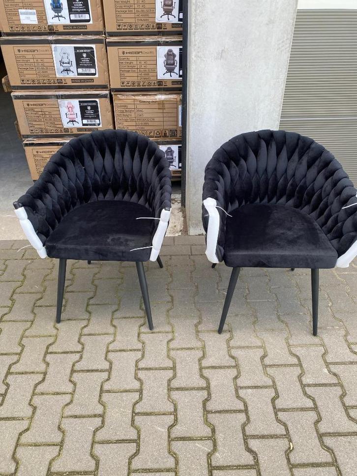 Nieuw - Wave Eetkamerstoel-Zwart-Set van 3, Huis en Inrichting, Stoelen, Nieuw, Twee, Hout, Kunststof, Metaal, Zwart, Ophalen