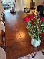 Zeer mooie antieke zware eiken eettafel + 6 antieke stoelen, Ophalen, Gebruikt, Antiek zowel tafel als stoelen., 4 tot 6 stoelen