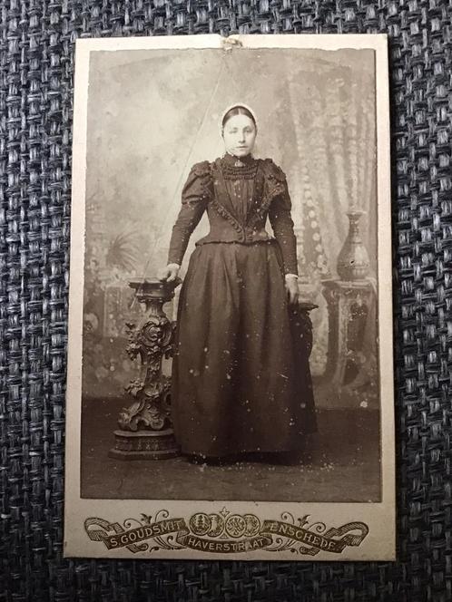 CDV, Vrouw, S. Goudsmit, Enschede, Carte de Visite, Verzamelen, Foto's en Prenten, Gebruikt, Foto, Voor 1940, Ophalen of Verzenden