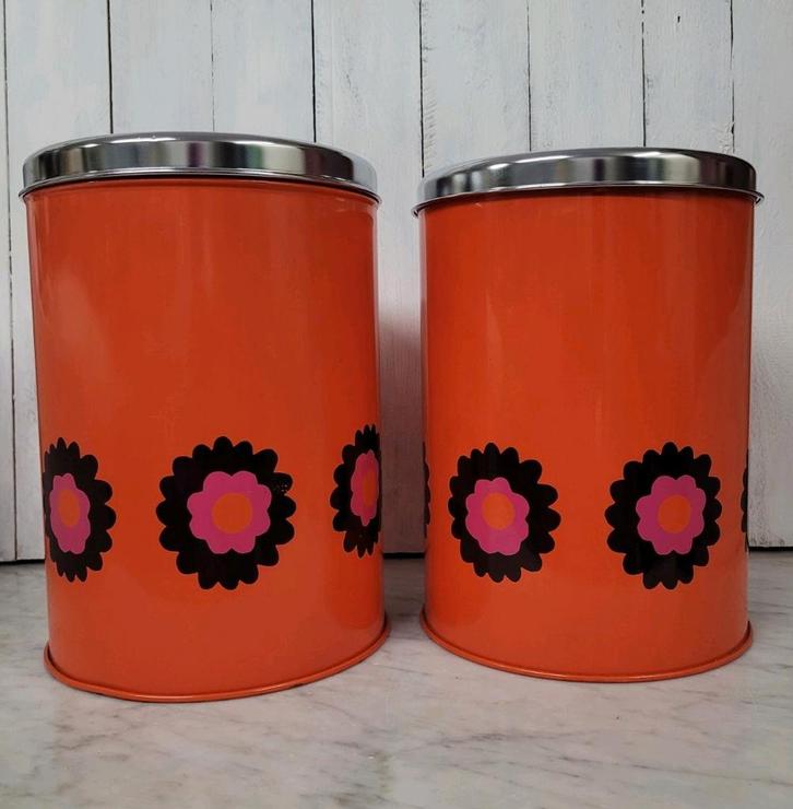 2 grote retro Brabantia Patrice voorraadbussen. P/st €15,-, Verzamelen, Retro, Huis en Inrichting, Ophalen of Verzenden