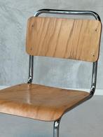 Gispen 101 eetkamerstoel vintage sledestoel buisframestoel, Huis en Inrichting, Stoelen, Gebruikt, Bruin, NL, Vintage