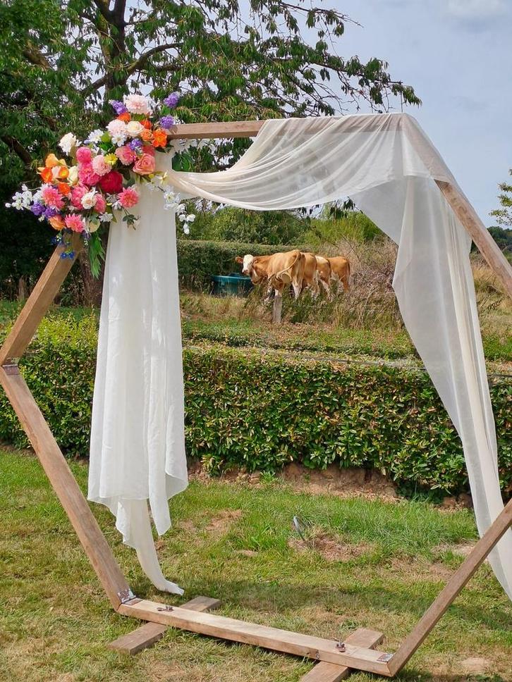 Trouwboog / hexagon / backdrop te huur, Hobby en Vrije tijd, Feestartikelen | Verhuur, Geboorte of Huwelijk, Ophalen