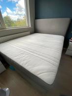 Grijze boxspring 160x200, Ophalen, Gebruikt, Tweepersoons, 200 cm