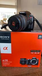 Sony a35 spiegelreflexcamera compleet met tas en boek, Spiegelreflex, Gebruikt, Ophalen of Verzenden, Sony