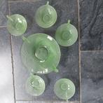 Retro Glazen bowlschaal met kleine  schaaltjes, Ophalen of Verzenden, Overige stijlen, Glas, Schaal of Schalen