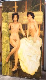 GROOT EROTISCH TAFEREEL GESCHILDERD OP HARDBOARD, Ophalen