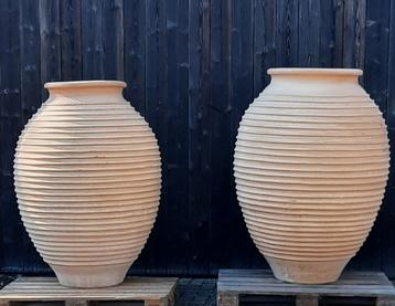 1+2*nieuwe grote Griekse keramische terracotta ringenpotten  beschikbaar voor biedingen