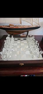 Glazen Schaakspel met Spiegelbord, Hobby en Vrije tijd, Gezelschapsspellen | Bordspellen, Een of twee spelers, Ophalen of Verzenden