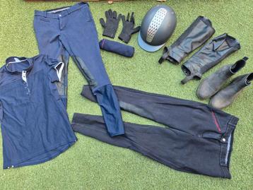 Paardrijkleding + cap + chaps + jodhpurs + bodyprotector beschikbaar voor biedingen
