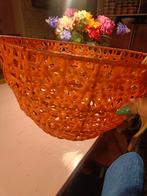Vintage oranje gevlochten mand - Ø30cm, Huis en Inrichting, Woonaccessoires | Schalen en Manden, Ophalen of Verzenden, Gebruikt