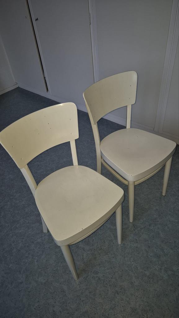 Twee witte houten stoelen, Huis en Inrichting, Stoelen, Gebruikt, Twee, Hout, Wit, Ophalen