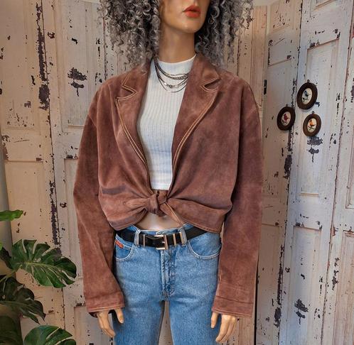 Vintage suède cropped cowboy jacket jas bomberjas Lady Bonse, Kleding | Dames, Jassen | Zomer, Zo goed als nieuw, Ophalen of Verzenden